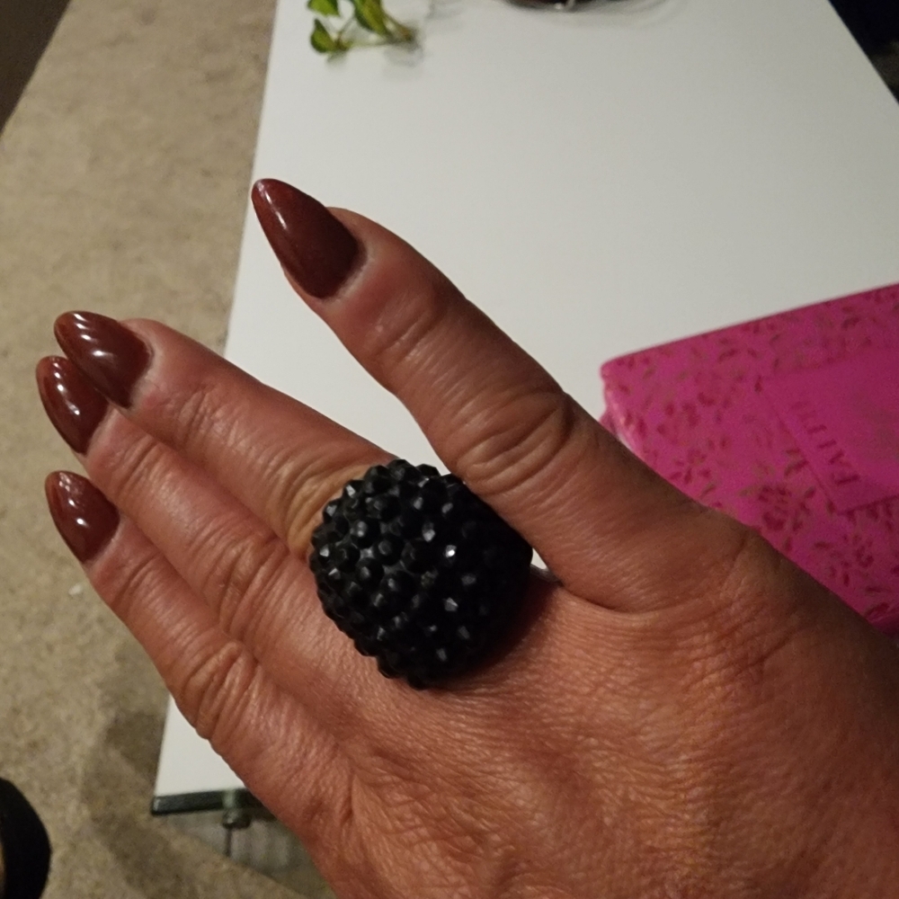 Black Dome Statement Plastic Ring - Women's Fashion Jewelry